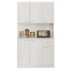 Basicwise Wooden Kitchen Pantry Storage Cabinet with Drawer, Doors and Shelves, White QI004411L